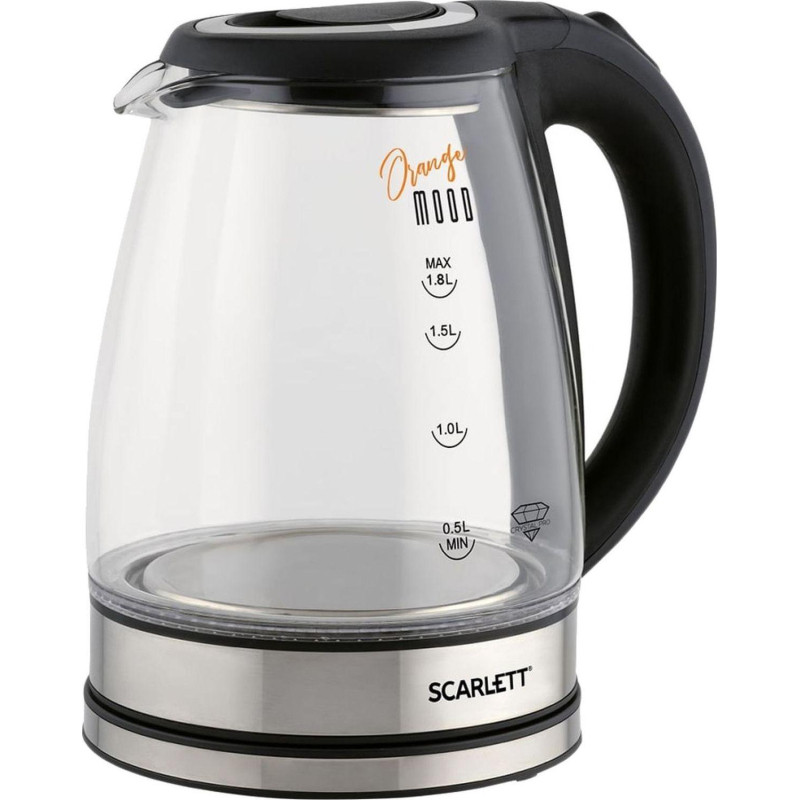 Чайник SCARLETT SC-EK27G36,электрический, стекло, 1800Вт, 1.8л, черный