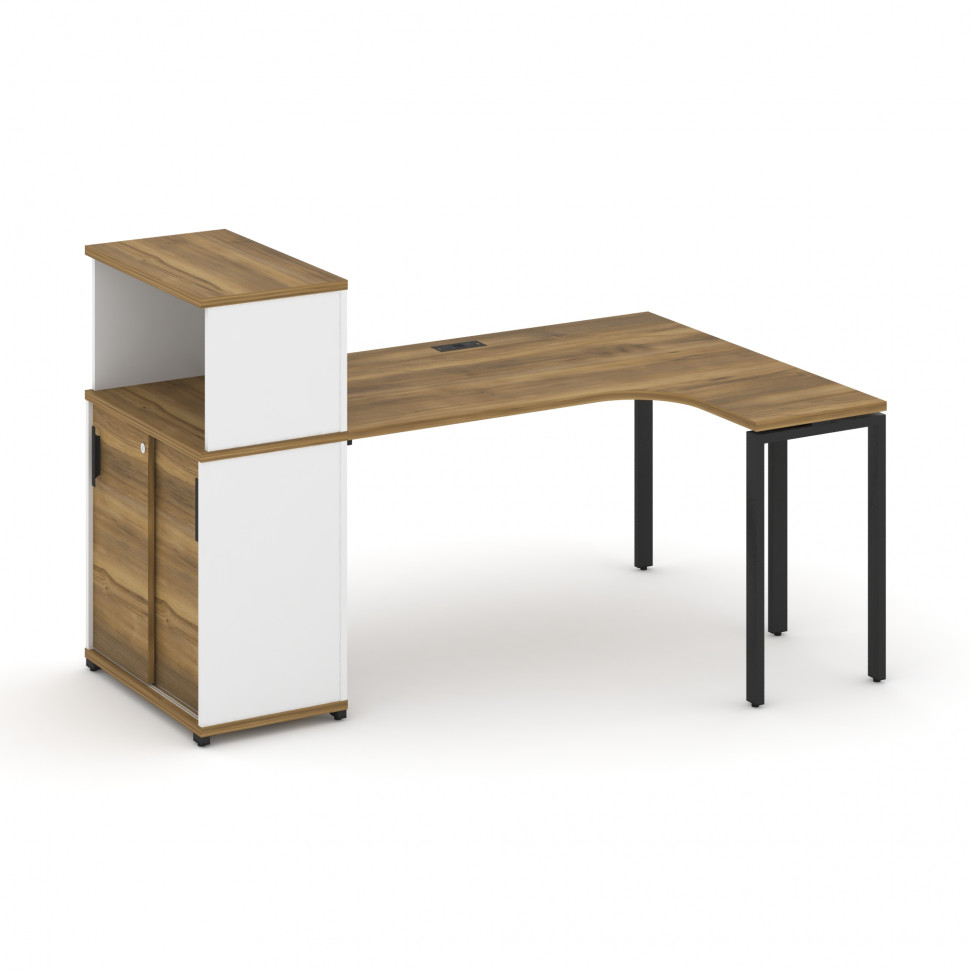 Concept Стол эргономичный с опорным шкафом-купе с надставкой низ.  CN.SA-219(R) B Сандал Янтарный/Бе