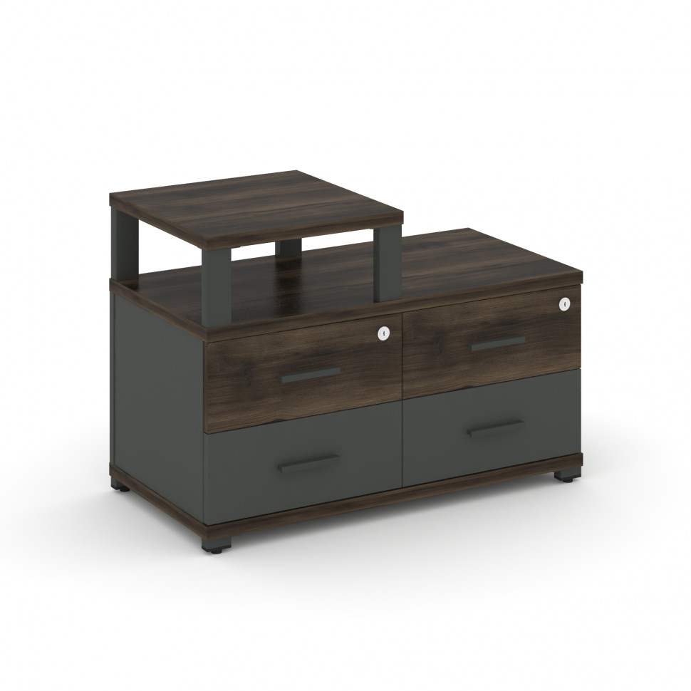 Concept Тумба приставная широкая 4 ящ. с надставкой узкой CN.TSP-002 A Дуб Мали/Антрацит/Металл Антр