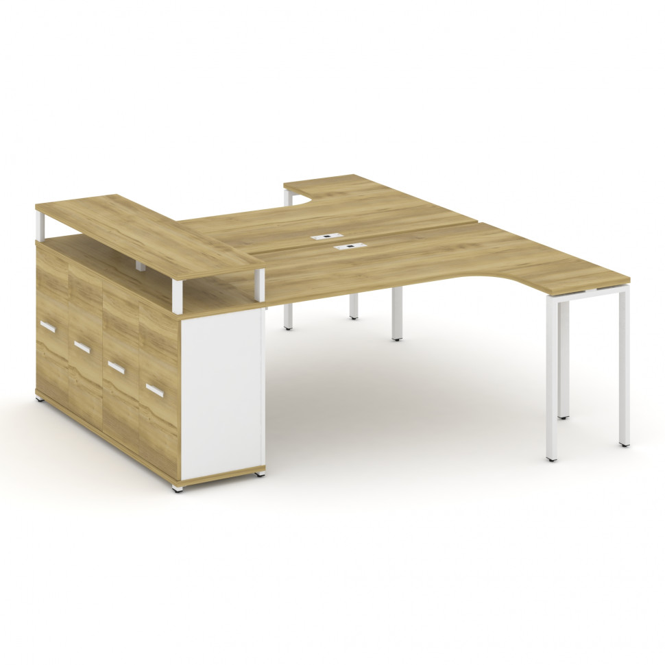 Concept Рабочая станция с опорным распаш. шкафом с верх. горизонтом CN.DSA-212 W Дуб Винченцо/Белый