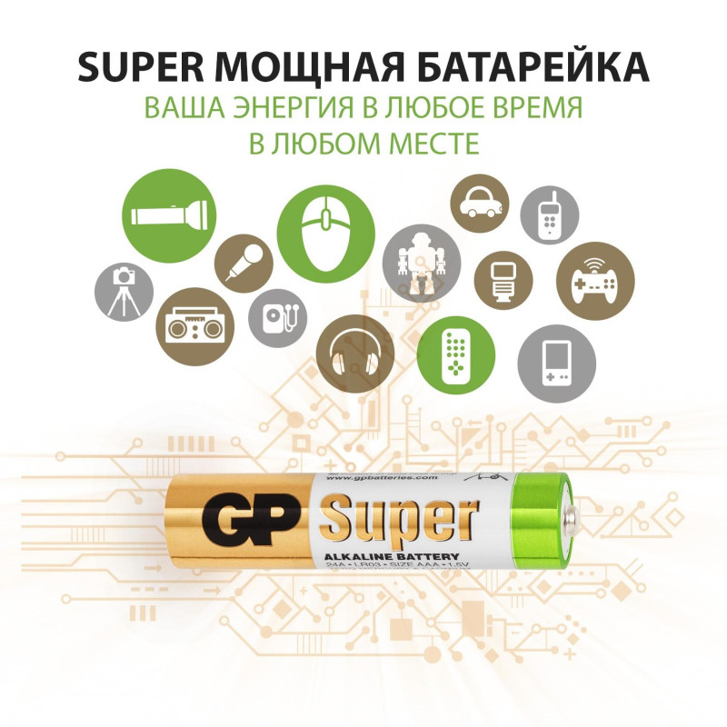 Батарейка GP ААА 24A-2CRVS40/24AA21-2CRSWC40, 40шт/уп