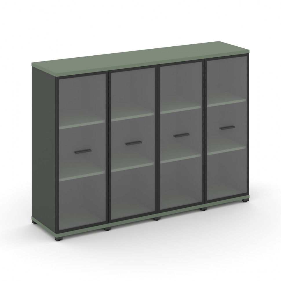 Concept Шкаф 4 узкие секции, 3 ниши CN.STU-346 RPB A Кобо/Антрацит/Металл Антрацит/Прозрачный 1668*4