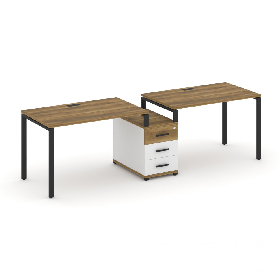 Concept Рабочая станция 2 места с 1 опорной тумбой CN.ORS-302 B Сандал Янтарный/Белый Бриллиант/Мета