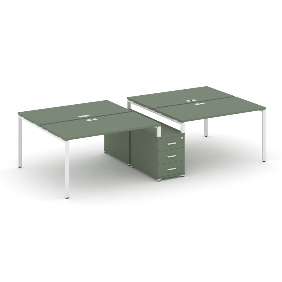 Concept Рабочая станция 4 места с двухсторонней опорной тумбой CN.DRS-310 W Кобо/Металл Белый 2672*1 Concept Рабочая станция 4 места с двухсторонней опорной тумбой CN.DRS-310 W Кобо/Металл Белый 2672*1