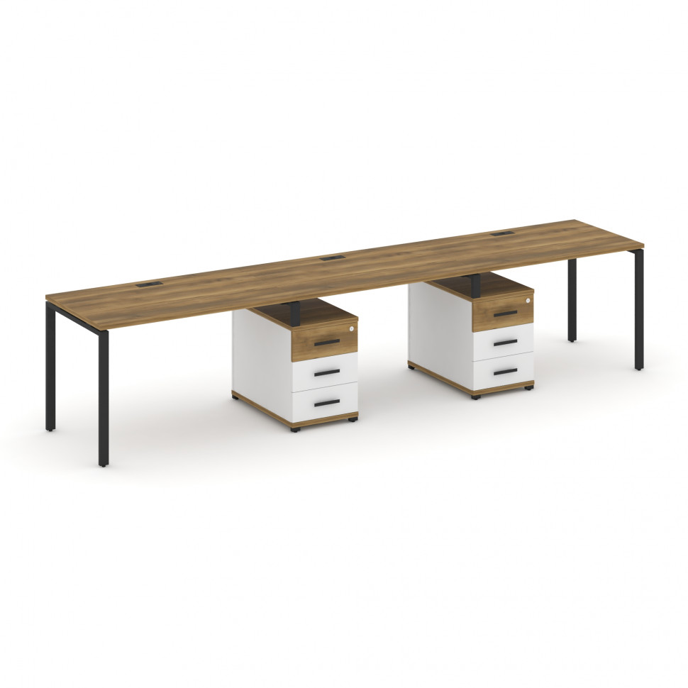 Concept Рабочая станция 3 места с 2 опорными тумбами CN.ORS-334 B Сандал Янтарный/Белый Бриллиант/Ме