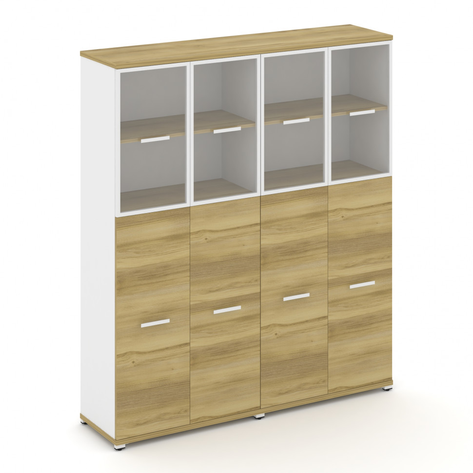 Concept Шкаф 2 широкие секции, 5 ниш CN.STS-525 RPW W Дуб Винченцо/Белый Бриллиант/Металл Белый/Проз