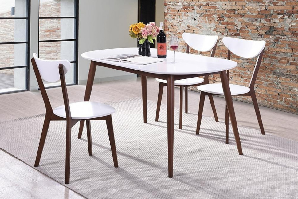 Стол обеденный Max/Макс МДФ/бук, 140х80х75см, белый/коричневый