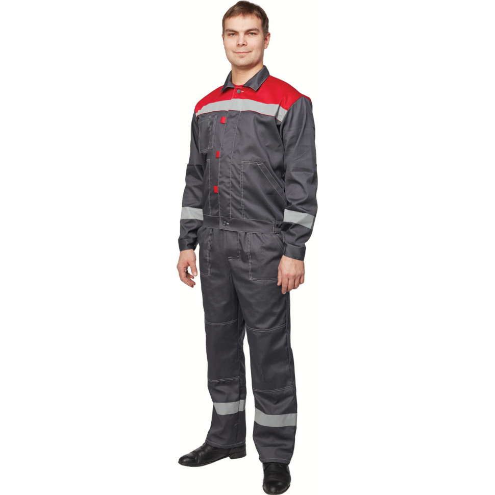 Костюм рабочий летний муж. л20-КПК сер/красн (р.44-46) 182-188 (Арсенал-СП)