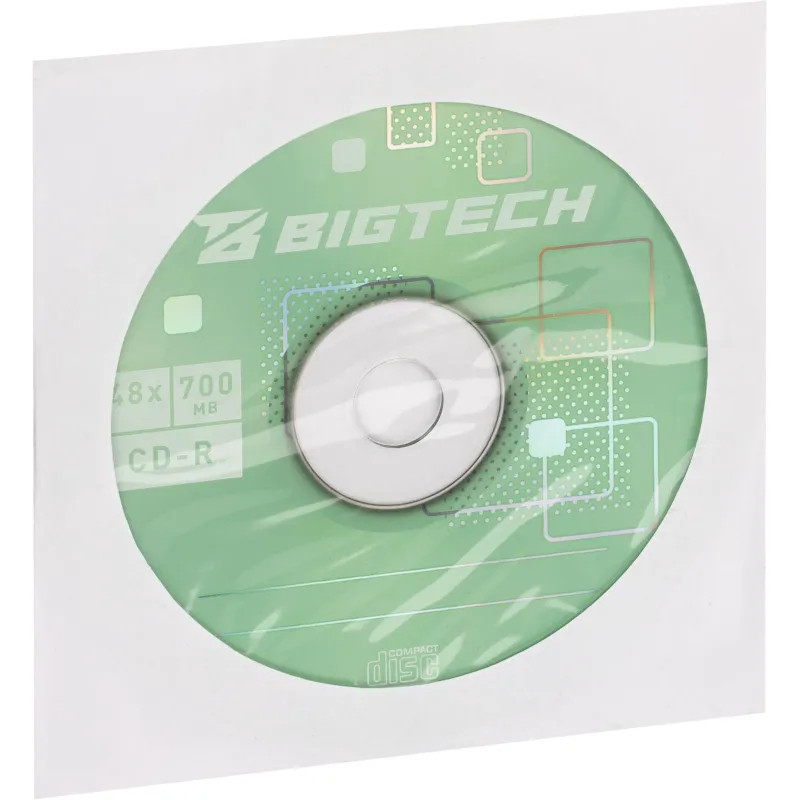 Носители информации Bigtech YCDRB005 CD-R 700 МБ/48х/1 конверт белый Носители информации Bigtech YCDRB005 CD-R 700 МБ/48х/1 конверт белый