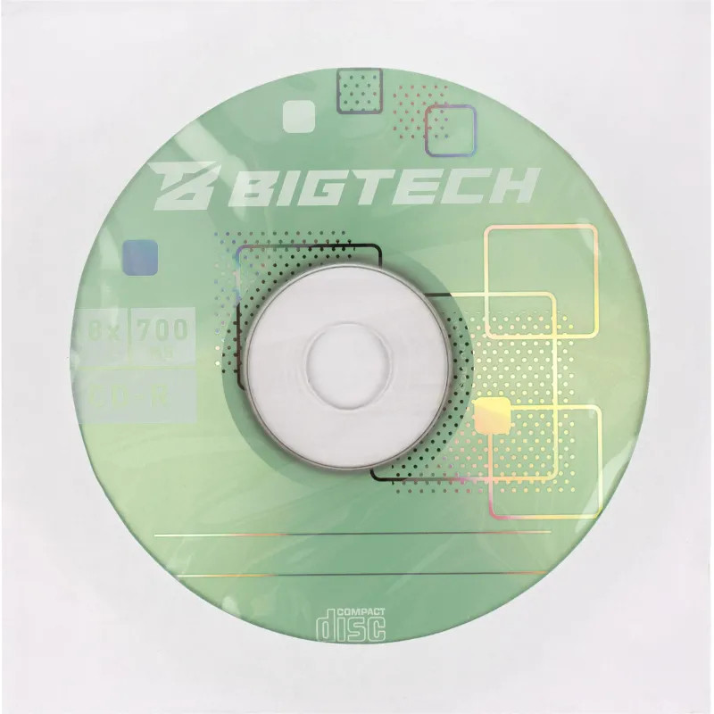 Носители информации Bigtech YCDRB005 CD-R 700 МБ/48х/1 конверт белый