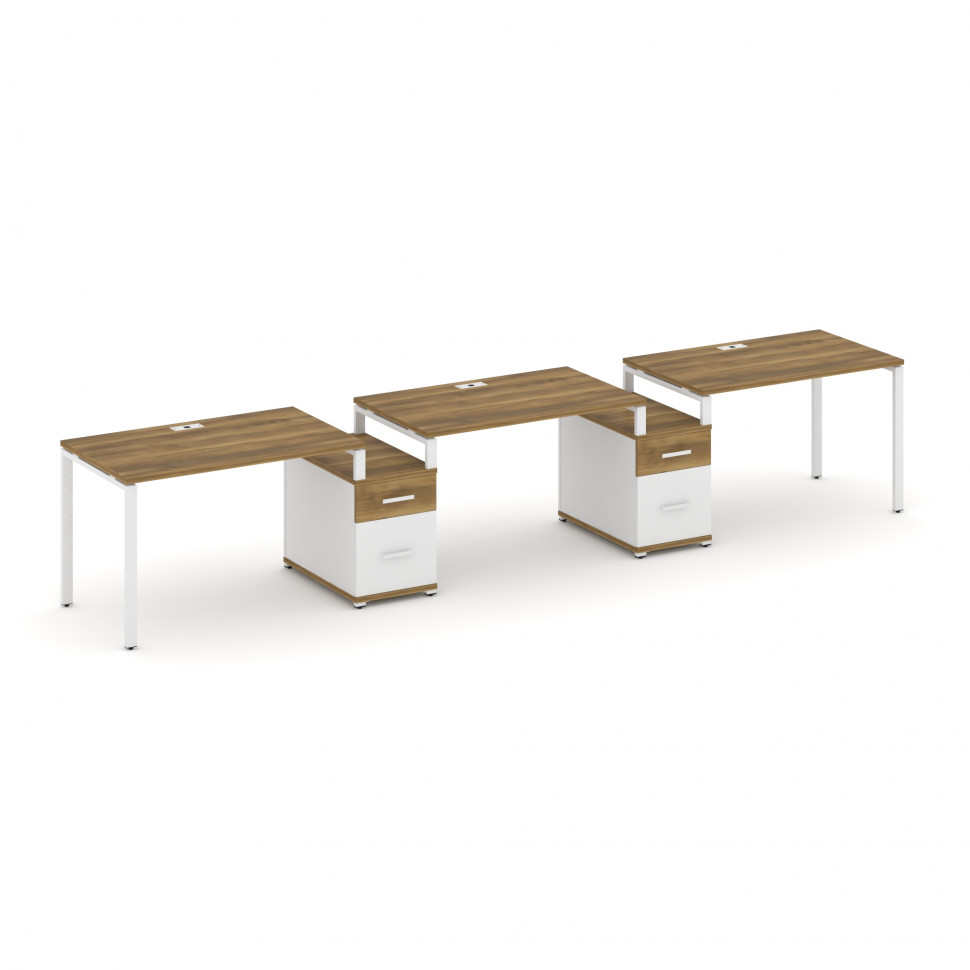 Concept Рабочая станция 3 места с 2 опорными тумбами CN.ORS-330 W Сандал Янтарный/Белый Бриллиант/Ме Concept Рабочая станция 3 места с 2 опорными тумбами CN.ORS-330 W Сандал Янтарный/Белый Бриллиант/Ме