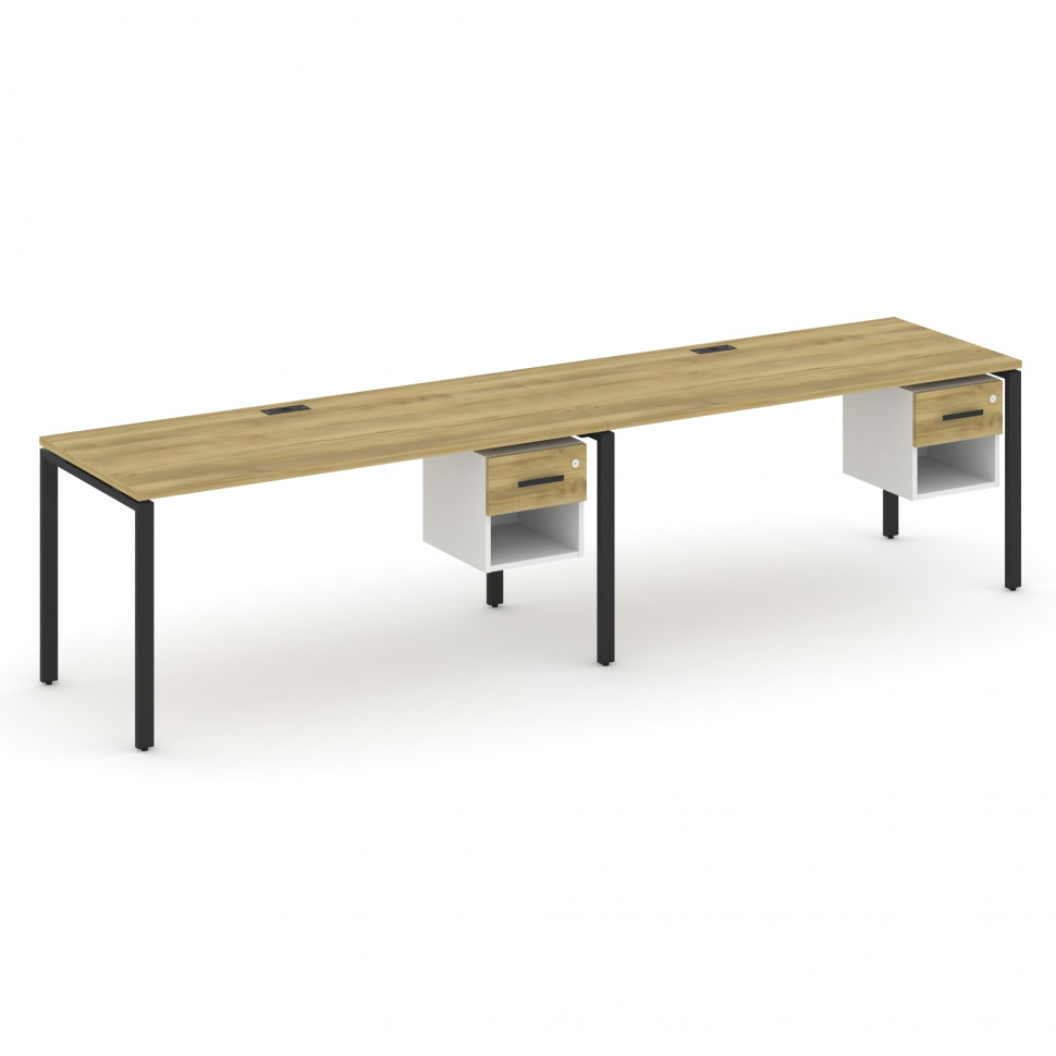 Concept Рабочая станция односторонняя с подвес. тумбами 2 места CN.ORS-120 B Дуб Винченцо/Белый Брил