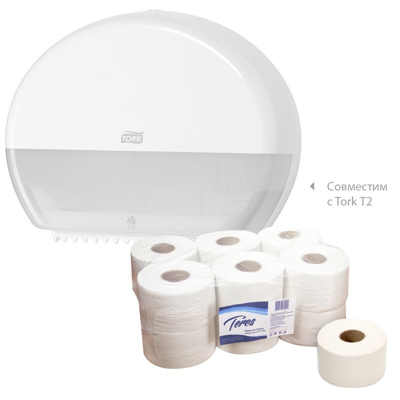 Бумага туалетная д/дисп Терес Эконом мини 1сл бел 200м 12рул/уп T-0024