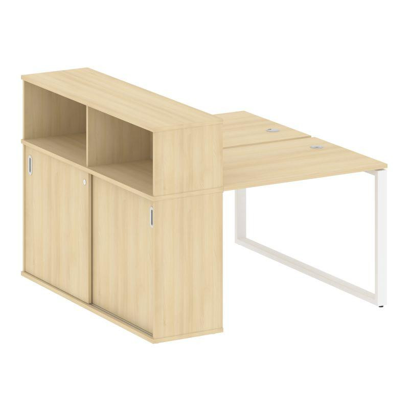 Metal System Рабочая станция с шкафом-купе на О-образном м/к БО.РС-СШК-2.1 Т Акация Лорка/Металл Бел
