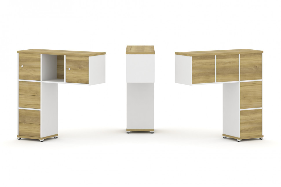 Concept Надставка низкая CN.ONN-004 Дуб Винченцо/Белый Бриллиант/Металл Белый 1099*365*1130