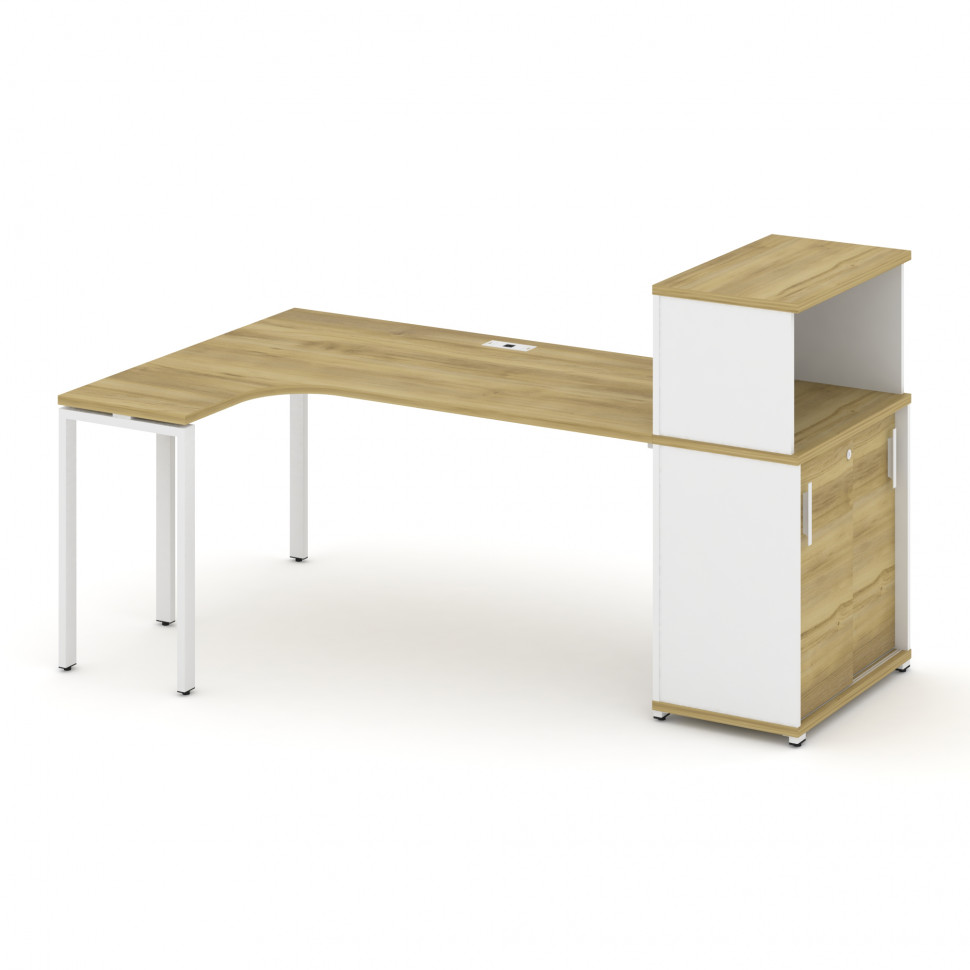 Concept Стол эргономичный с опорным шкафом-купе с надставкой низ.  CN.SA-220(L) W Дуб Винченцо/Белый