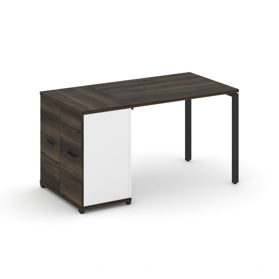 Concept Стол рабочий с опорным распаш. шкафом CN.SP-217 B Дуб Мали/Белый Бриллиант/Металл Черный 140 Concept Стол рабочий с опорным распаш. шкафом CN.SP-217 B Дуб Мали/Белый Бриллиант/Металл Черный 140