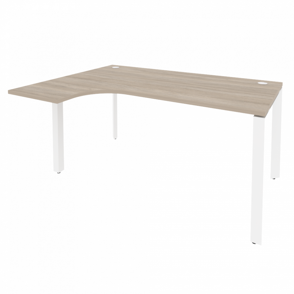Onix Стол эргономичный левый на П-образном м/к O.MP-SA-4 (L) Дуб Аттик/Металл Белый 1580*1180*750 (8