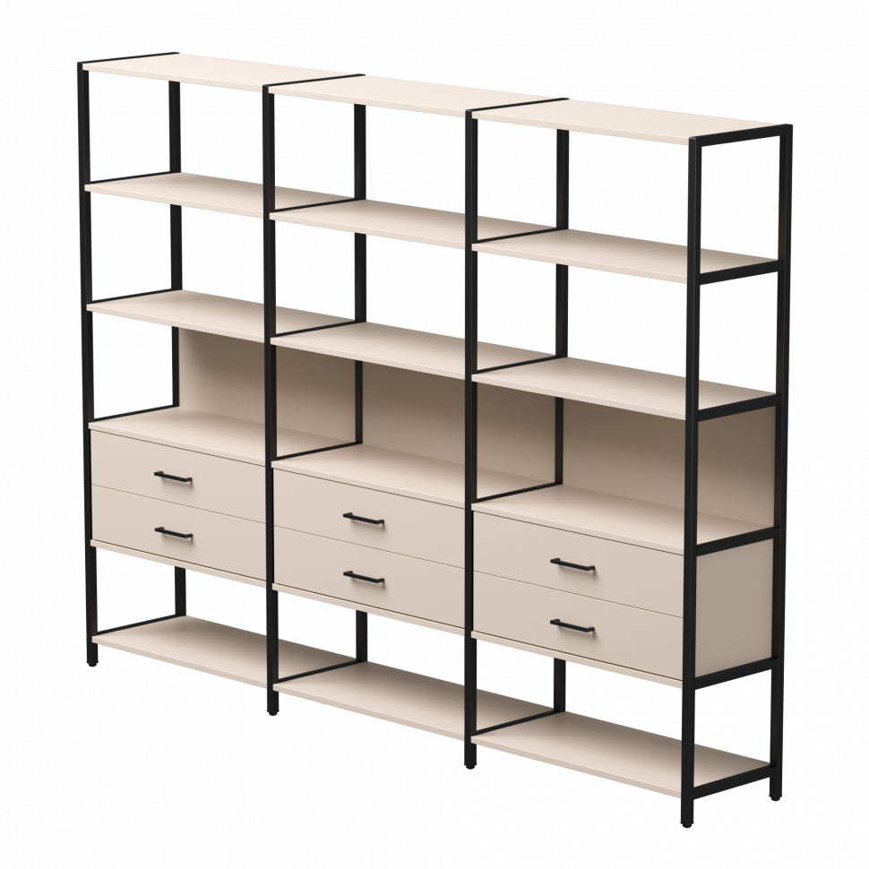 Набор стеллажных систем №9 Everprof EVO (ЭВО) 2440x385x1840 Кашемир/Черный