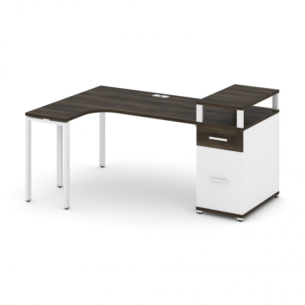 Concept Стол эргономичный CN.SA-407(L) W Дуб Мали/Белый Бриллиант/Металл Белый 1800*1180*917