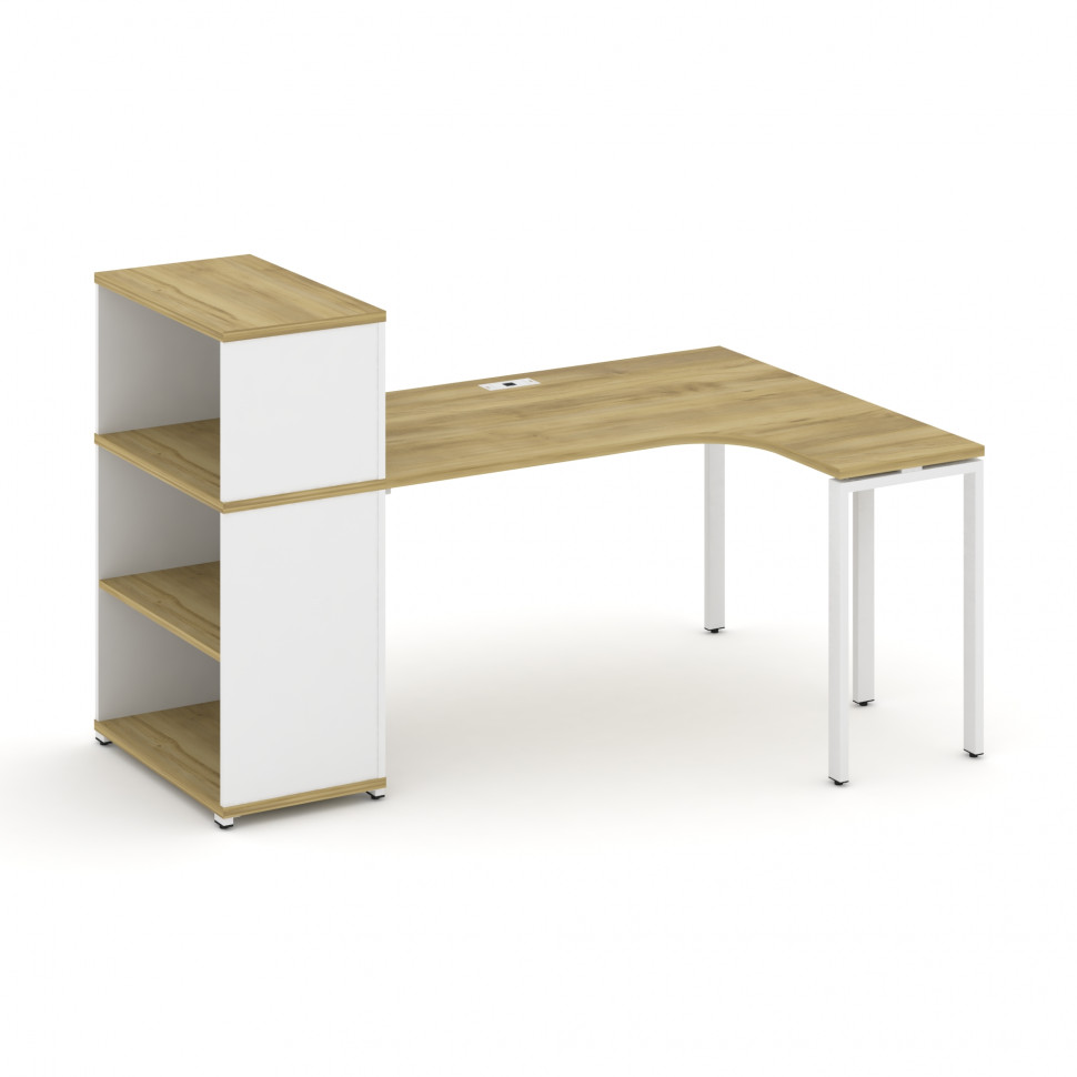 Concept Стол эргономичный с опорным стеллажом с надставкой низ. CN.SA-205(R) Дуб Винченцо/Белый Брил