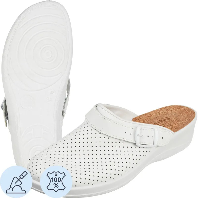 Сабо Лера жен.нат.кожа цв.белый, пробковая стелька (р.39) (69430108)