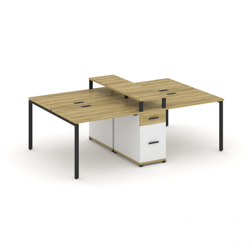 Concept Рабочая станция 4 места с 1 опорной тумбой CN.DRS-437 B Дуб Винченцо/Белый Бриллиант/Металл Concept Рабочая станция 4 места с 1 опорной тумбой CN.DRS-437 B Дуб Винченцо/Белый Бриллиант/Металл