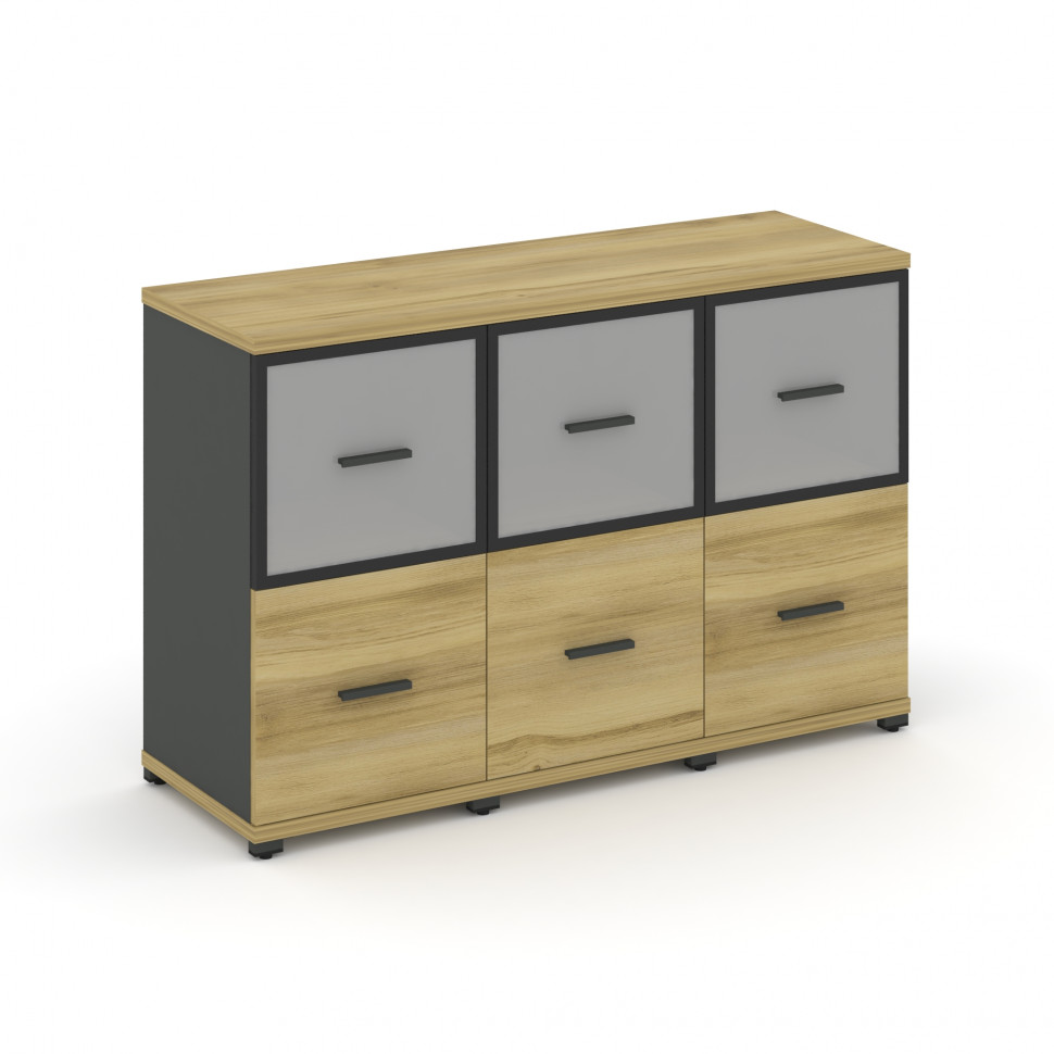 Concept Шкаф 3 узкие секции, 2 ниши CN.STU-232 RMB A Дуб Винченцо/Антрацит/Металл Антрацит/Сатин 125