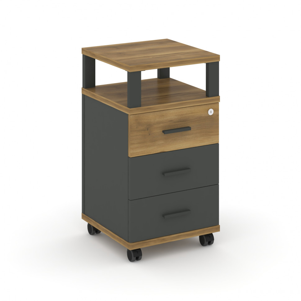 Concept Тумба мобильная 3 ящ. с надставкой CN.TUM-004 A Сандал Янтарный/Антрацит/Металл Антрацит 420