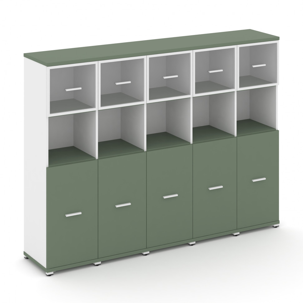 Concept Шкаф 5 узких секций, 4 ниши CN.STU-455 RPW W Кобо/Белый Бриллиант/Металл Белый/Прозрачный 20