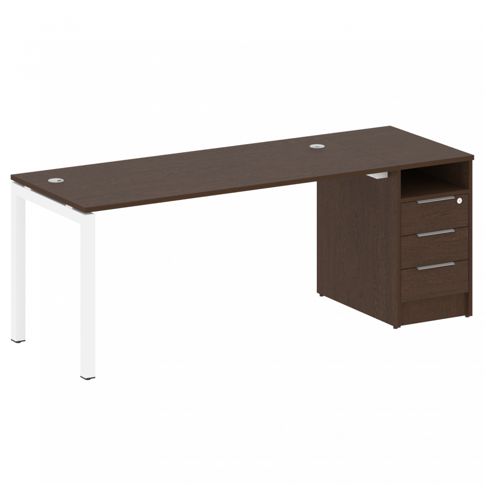 Metal System Quattro Рабочая станция с тумбой на П-образном м/к 50БП.РС-СТП-1.4 Венге Цаво/Металл Бе Metal System Quattro Рабочая станция с тумбой на П-образном м/к 50БП.РС-СТП-1.4 Венге Цаво/Металл Бе