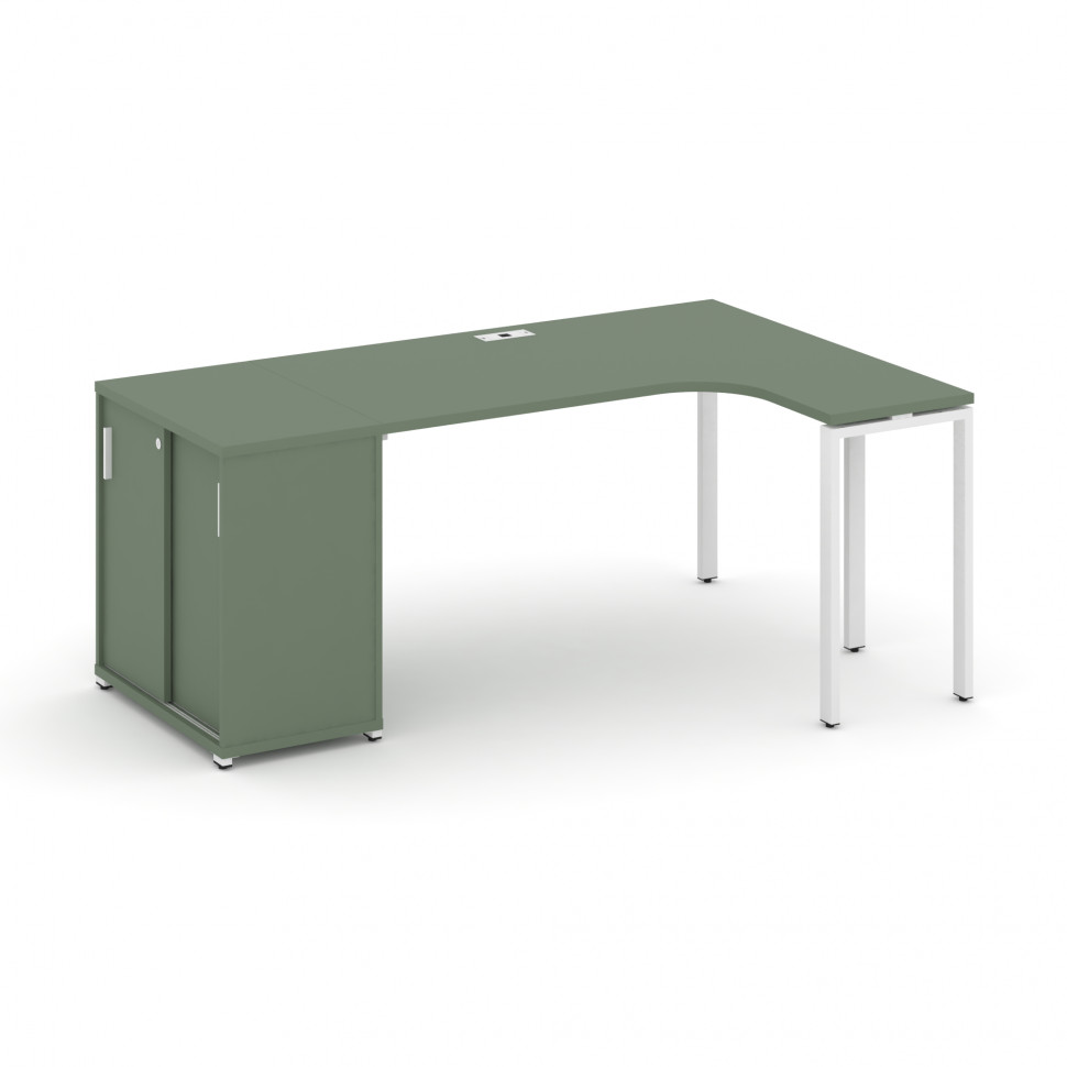 Concept Стол эргономичный с опорным шкафом-купе CN.SA-217(R) W Кобо/Металл Белый 1800*1180*750 Concept Стол эргономичный с опорным шкафом-купе CN.SA-217(R) W Кобо/Металл Белый 1800*1180*750