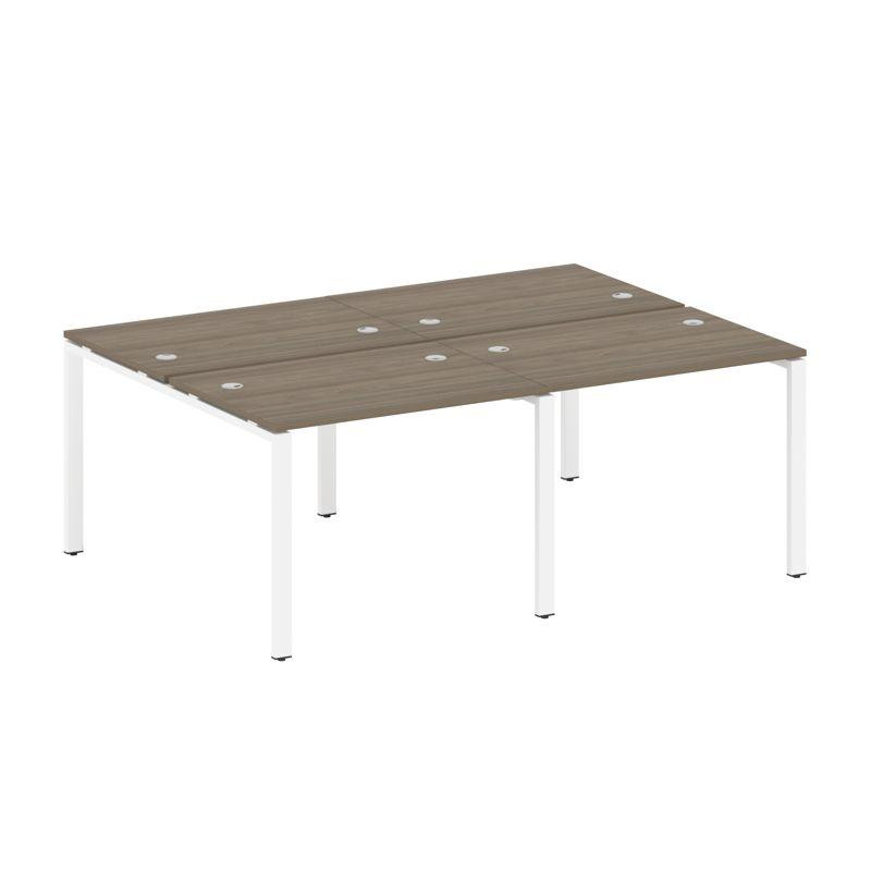 Metal System Рабочая станция на 4 места на П-образном м/к БП.СМ-4.1 Вяз Благородный/Металл Белый 200