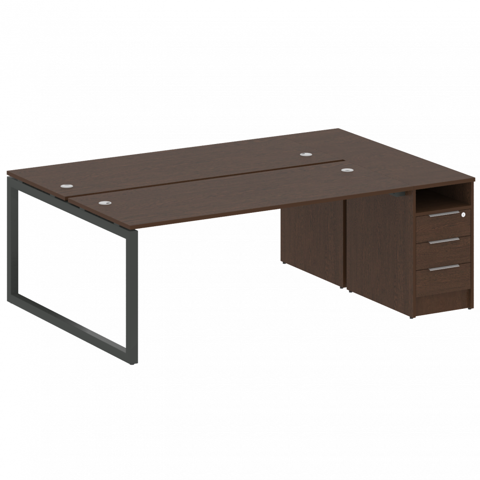 Metal System Quattro Рабочая станция с тумбой на О-образном м/к 50БО.РС-СТП-2.5 Венге Цаво/Металл Ан