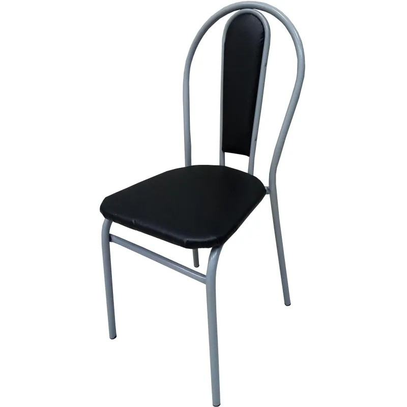 Стул металлический с мягкой спинкой титан-черный (41404)