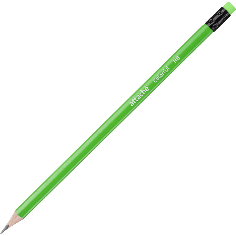 Карандаш чернографитный Attache Colorful! HB заточ.,с ласт.