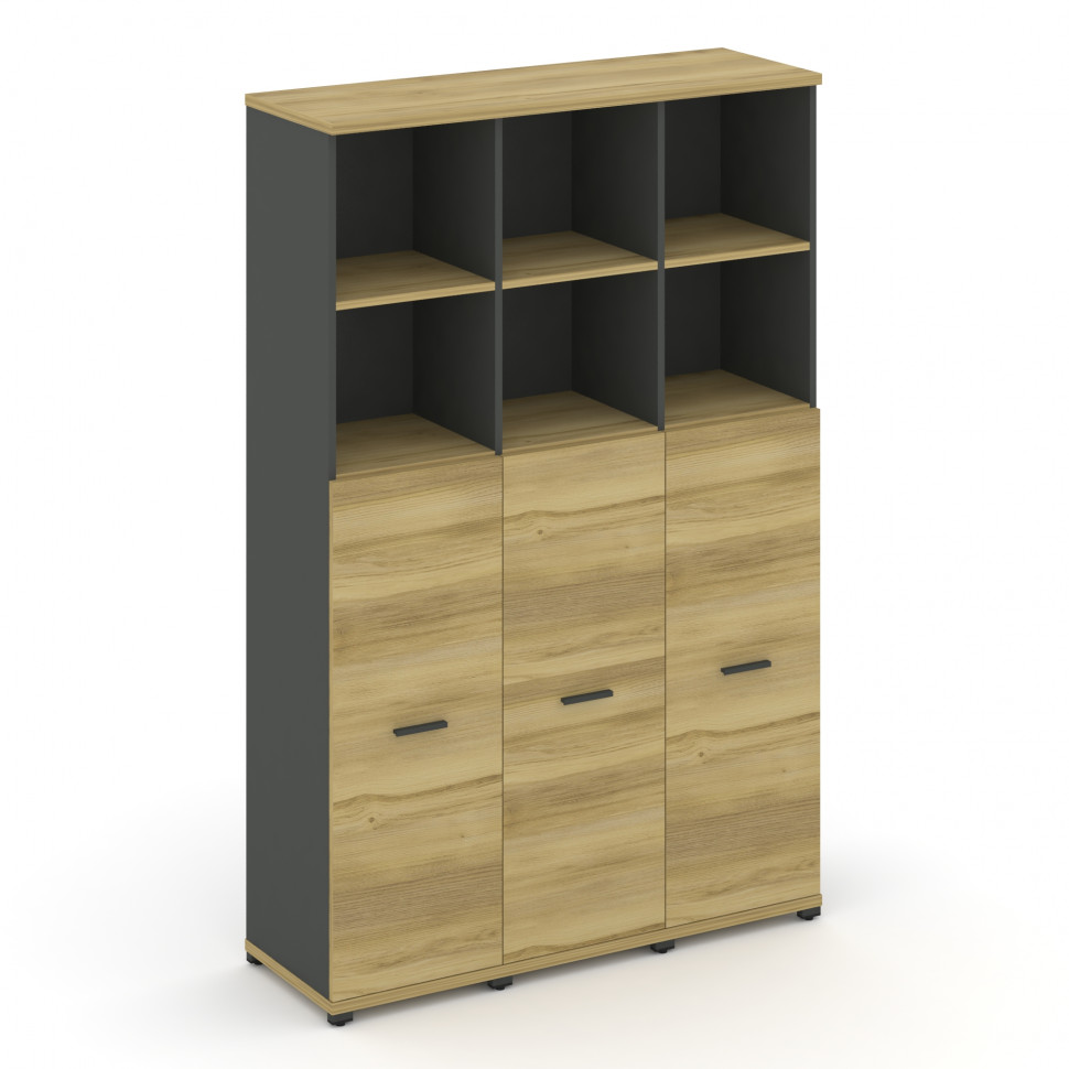 Concept Шкаф 3 узкие секции, 5 ниш CN.STU-534 A Дуб Винченцо/Антрацит/Металл Антрацит 1252*420*1922