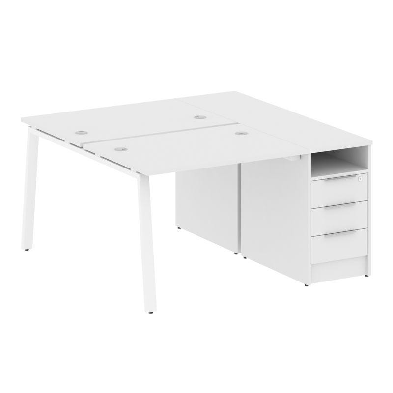 Metal System Рабочая станция с тумбой на А-образном м/к БА.РС-СТП-2.1 Белый/Металл Белый 1412*1475*7