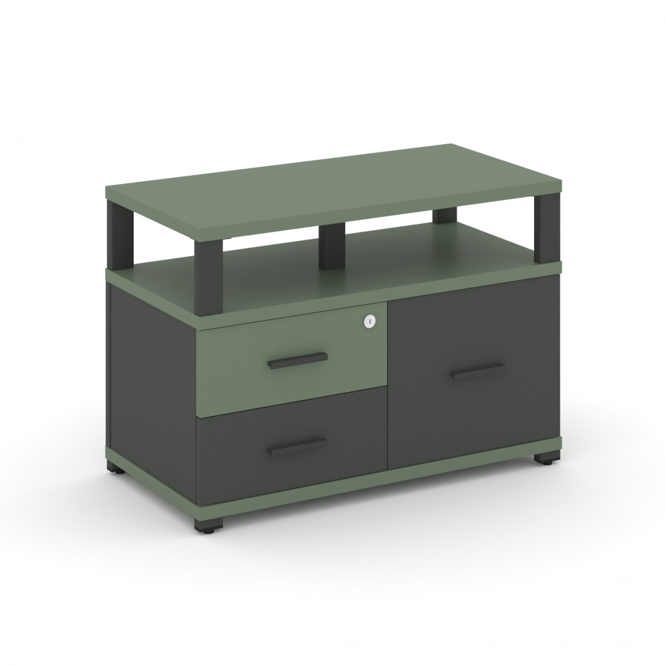 Concept Тумба приставная широкая 2 ящ.+1 распаш. фасад с надставкой широкой CN.TSP-006 A Кобо/Антрац