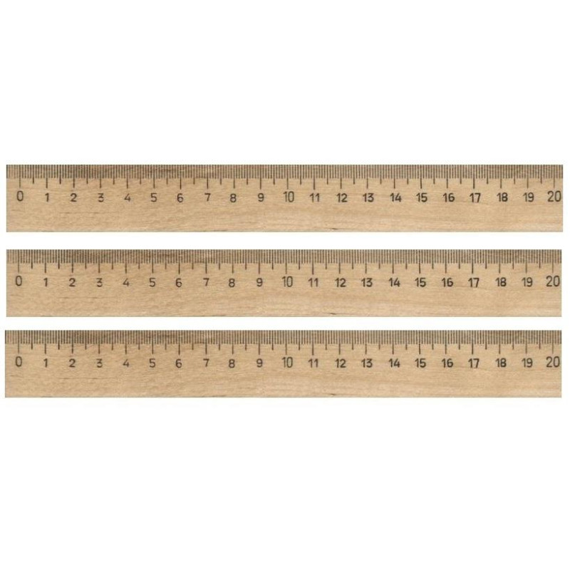 Линейка деревянная 20см 3шт/уп