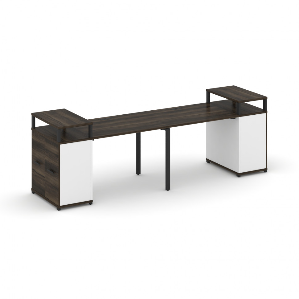 Concept Рабочая станция с опорными распаш. шкафами с верх. горизонтами  CN.ORS-221 B Дуб Мали/Белый