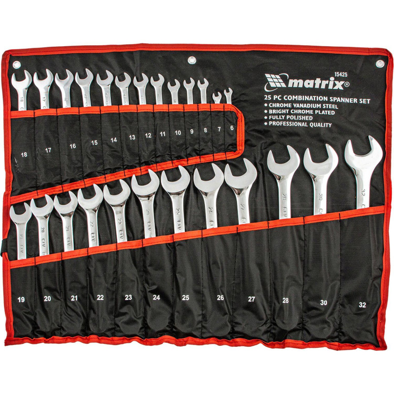 Набор ключей комбинированных 6-32 мм, 25 шт, CrV Matrix 15425