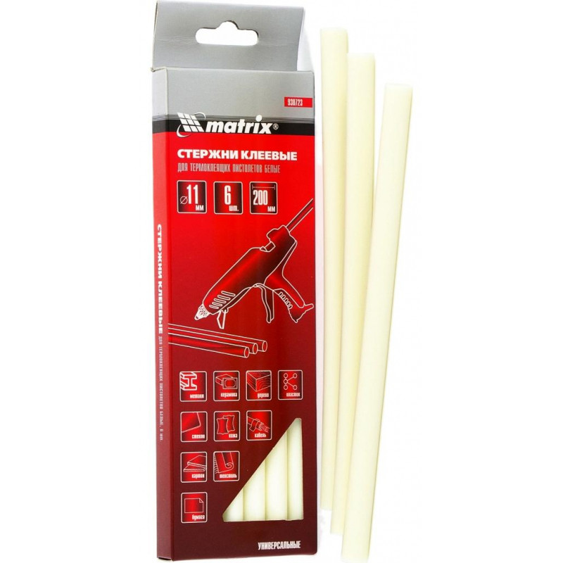 Стержень клеевой 11х200 мм белый 6 шт Matrix 930723
