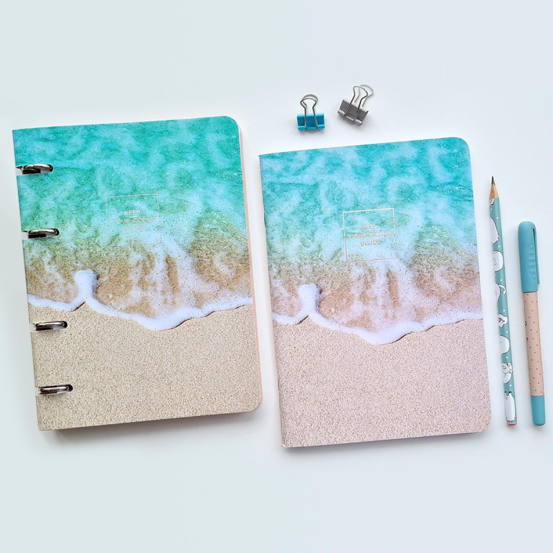 Тетрадь общая А5, 80л. клетка, кольца  155х212мм. Nature, прибой N1551