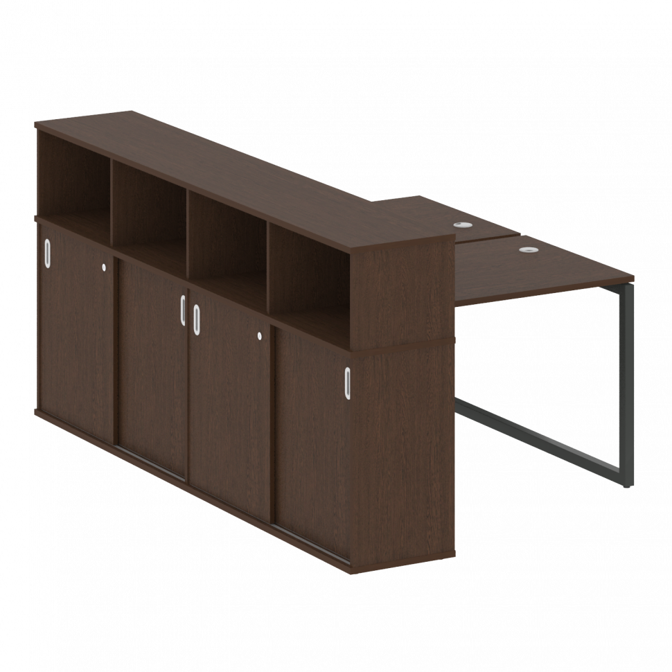 Metal System Quattro Рабочая станция с шкафом-купе на О-образном м/к 40БО.РС-СШК-4.1 Т Венге Цаво/Ме