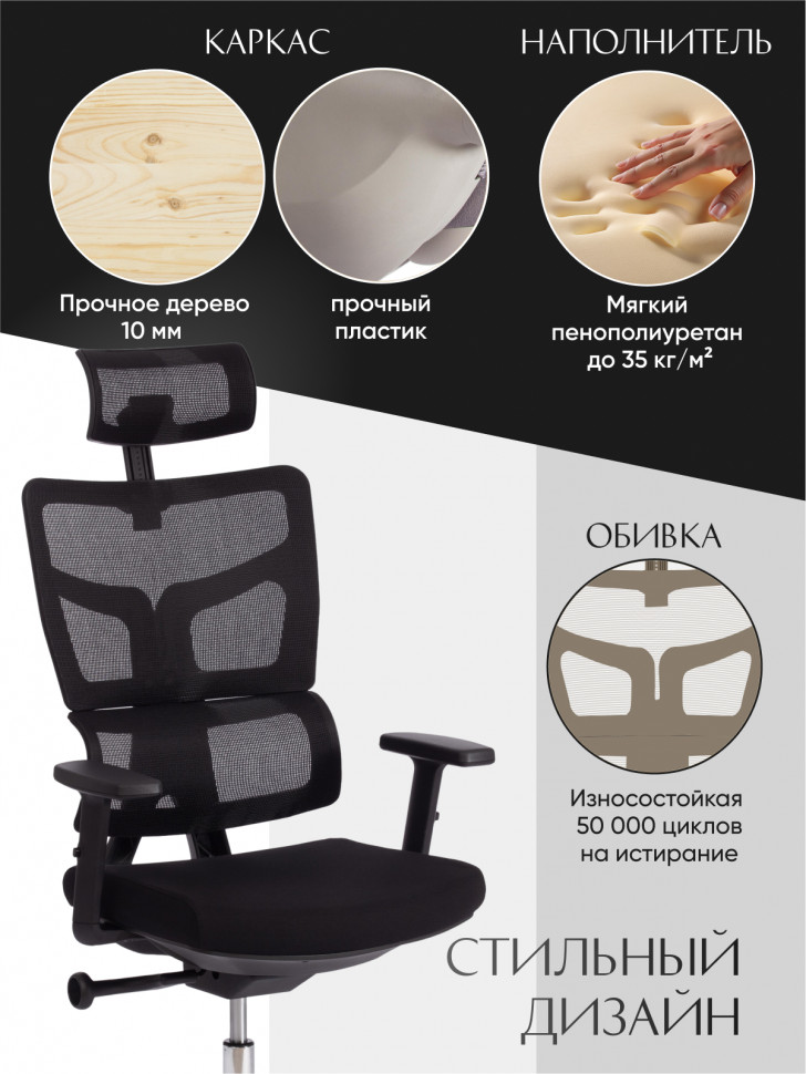 Кресло MESH-11HR ткань/сетка, черный