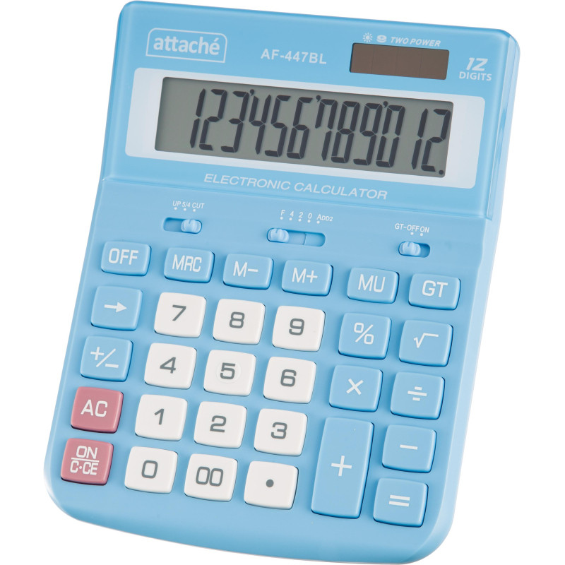 Калькулятор настольный ПОЛНОРАЗМ Attache AF-447BL,12р,дв.пит,гол,198x153x42