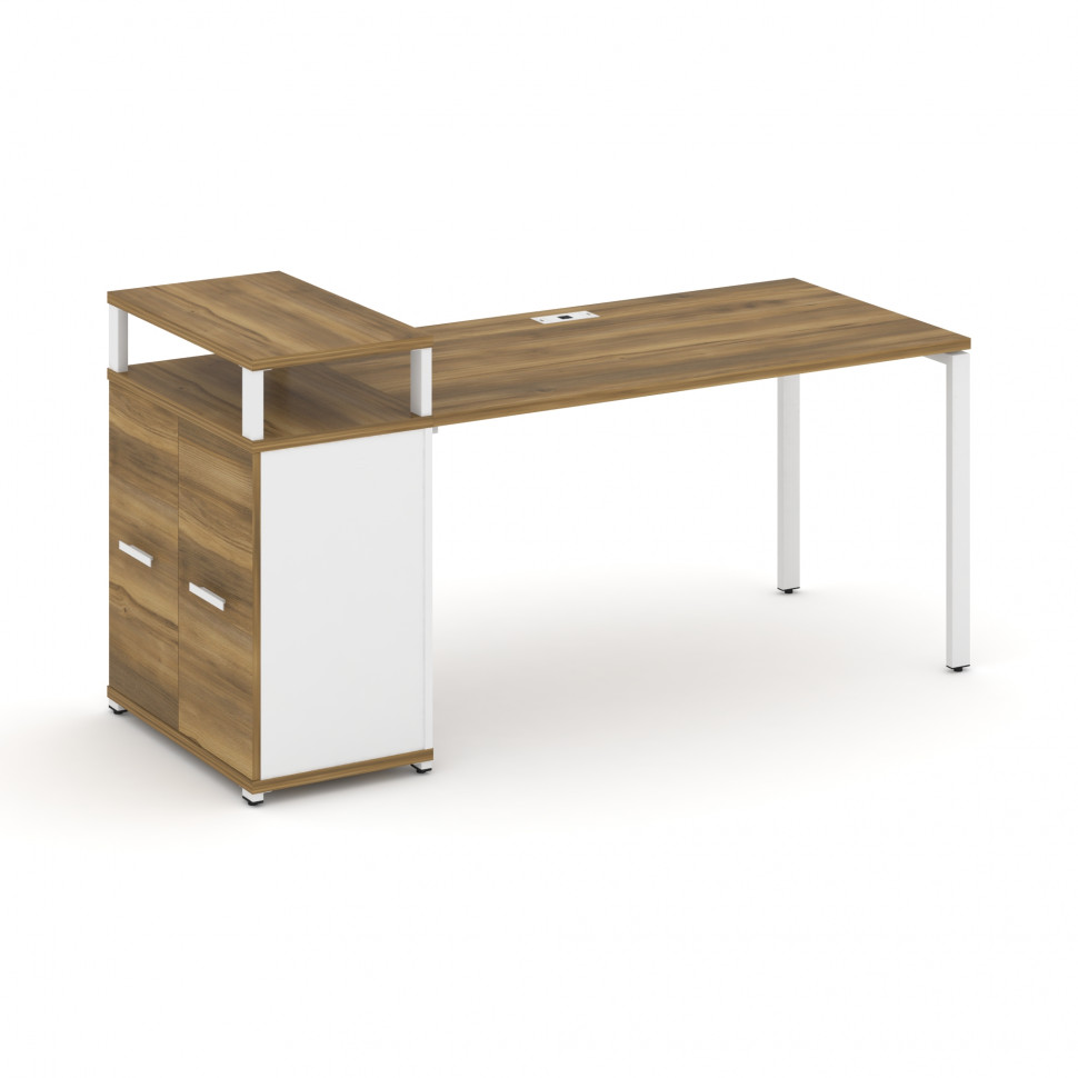 Concept Стол рабочий с опорным распаш. шкафом с верх. горизонтом  CN.SP-223 W Сандал Янтарный/Белый