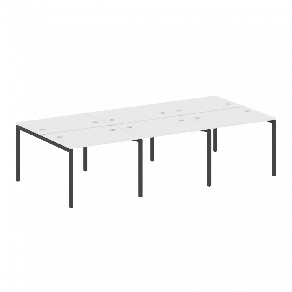 Metal System Quattro Рабочая станция на 6 раб. мест на П-образном м/к 40БП.СМ-6.1 Белый/Металл Антра