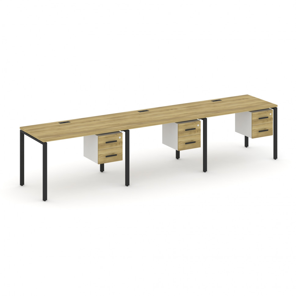 Concept Рабочая станция односторонняя с подвес. тумбами 3 места CN.ORS-134 B Дуб Винченцо/Белый Брил